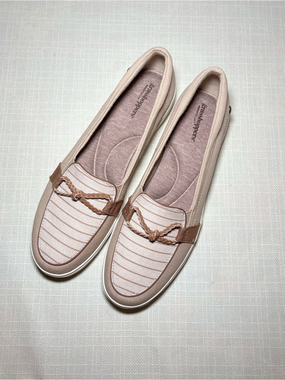Grasshoppers Neutral Slip-On Loafers | Coastal Ralph Lauren Style Flats | Preppy - Picture 2 of 7